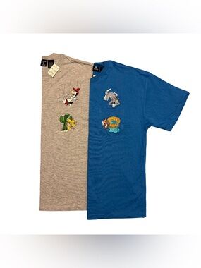 Vintage 1997 Cartoon Network Embroidered Pocket T-Shirt Bundle Blue/Gray Large